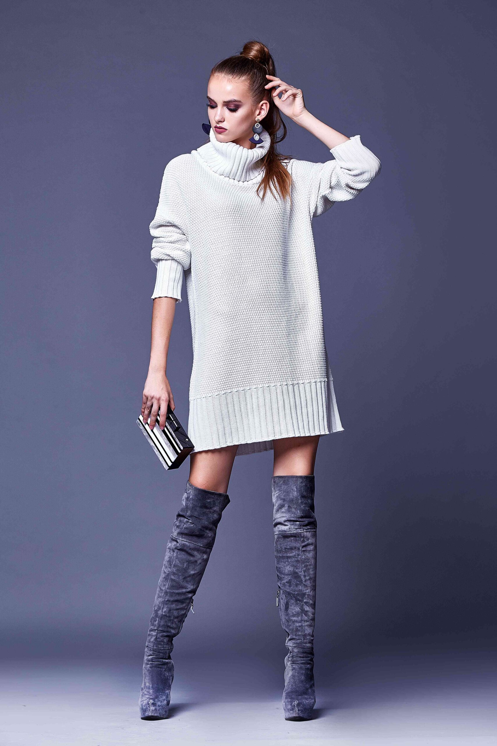 women in knitted dress and heels